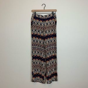 Solitaire Boho Print Wide Leg Palazzo Pants Small